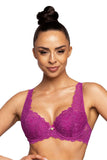 Elegant Magenta Lace Bra with Adjustable Straps