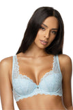 Delicate Blue Lace Bra with Adjustable Straps and Closure