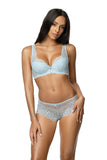 Delicate Blue Lace Bra with Adjustable Straps and Closure