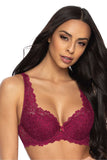 Elegant Burgundy Lace Bra with Adjustable Straps