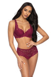 Elegant Burgundy Lace Bra with Adjustable Straps