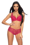 Elegant Ruby Lace Bra with Adjustable Straps and Closure