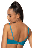 Comfortable Lace Underwire Soft Bra in Beige and Turquoise