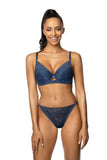 Flirtatious Lace Push-Up Bra with Jewelry Accent