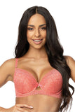 Lace Push-Up Bra in Coral & Navy - Flirtatious Design