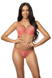 Lace Push-Up Bra in Coral & Navy - Flirtatious Design