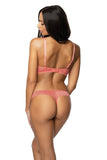 Lace Push-Up Bra in Coral & Navy - Flirtatious Design