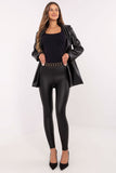 Eco-Leather High-Waist Leggings with Elegant Embroidery