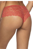 Alluring Brick-Colored Lace See-Through Shorts for Women
