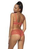 Alluring Brick-Colored Lace See-Through Shorts for Women