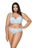 Elegant Blue Lace Bra for Enhanced Cleavage and Support