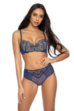 Elegant Navy Blue Lace Push-Up Bra for Enhanced Lift