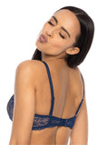 Elegant Navy Blue Lace Push-Up Bra for Enhanced Lift