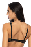 Seductive Black Lace Bra with Red Padded Cups