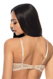 Beige Lace Push-Up Bra with Tulle and Jewelry Accent
