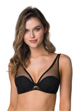 Elegant Black Bra with Underwire and Mesh Inserts