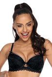 Sensual Black Push-Up Bra with Embroidered Tulle Details