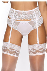 Lace Garter Belt with Bow Detail for Alluring Elegance - white / 38