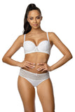 Luxurious Lace Thong with Decorative Trim and Cotton Gusset