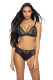 Elegant Lace and Mesh Thong in Black and Beige