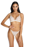 Floral Embroidered Tulle Thong with Cotton Gusset