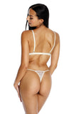 Floral Embroidered Tulle Thong with Cotton Gusset