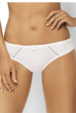 Elegant White Embroidered Thong with Satin Bow Detail