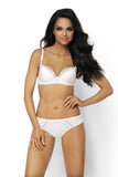 Elegant White Embroidered Thong with Satin Bow Detail