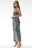 Glamorous Evening Maxi Dress with Sequins and Velour Shine