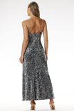 Glamorous Evening Maxi Dress with Sequins and Velour Shine