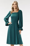 Elegant Midi Dress with Checkered Neckline for Special Occasions