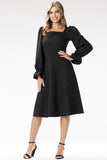 Elegant Checkered Neckline Midi Dress for Special Occasions