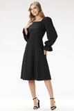 Elegant Checkered Neckline Midi Dress for Special Occasions