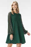 Elegant Trapezoidal Mini Dress with Sequined Sleeves