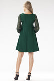 Elegant Trapezoidal Mini Dress with Sequined Sleeves