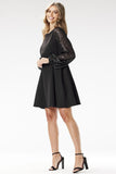 Elegant A-Line Mini Dress with Sparkling Sequin Sleeves