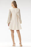 Elegant Trapezoidal Mini Dress with Sequined Sleeves