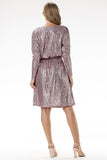Shimmering V-Neck Trapeze Midi Dress for Elegant Occasions