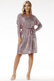 Shimmering V-Neck Trapeze Midi Dress for Elegant Occasions