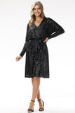 Elegant Sequin Trapeze Midi Dress with V-Neck for Occasions