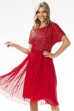 Elegant Sequined Tulle Kimono Evening Dress for Special Occasions