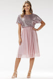 Elegant Sequined Tulle Midi Kimono Evening Dress