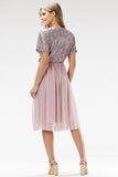 Elegant Sequined Tulle Midi Kimono Evening Dress