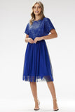 Glamorous Sequin and Tulle Midi Evening Dress for Events