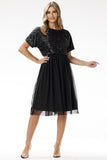 Glamorous Sequin and Tulle Midi Evening Dress for Events