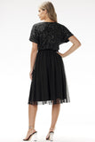 Glamorous Sequin and Tulle Midi Evening Dress for Events