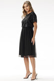 Glamorous Sequin and Tulle Midi Evening Dress for Events