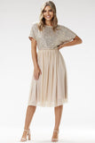 Glamorous Sequin and Tulle Midi Evening Dress for Special Occasions