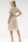 Glamorous Sequin and Tulle Midi Evening Dress for Special Occasions