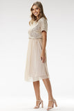 Glamorous Sequin and Tulle Midi Evening Dress for Special Occasions
